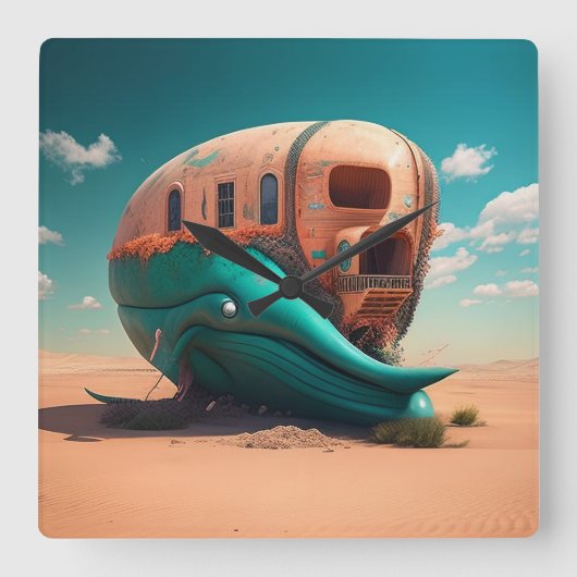 Desert Whale House スクエア壁時計 (正面)