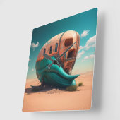 Desert Whale House スクエア壁時計 (傾斜)