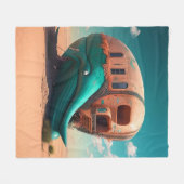 Desert Whale House フリースブランケット (正面(横))