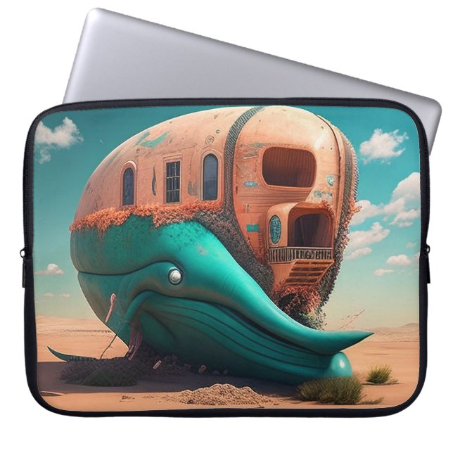 Desert whale house ラップトップスリーブ (正面)