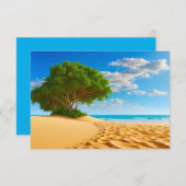 Deserted Tropical Island Sandy Beach  サンキューカード (正面/裏面)