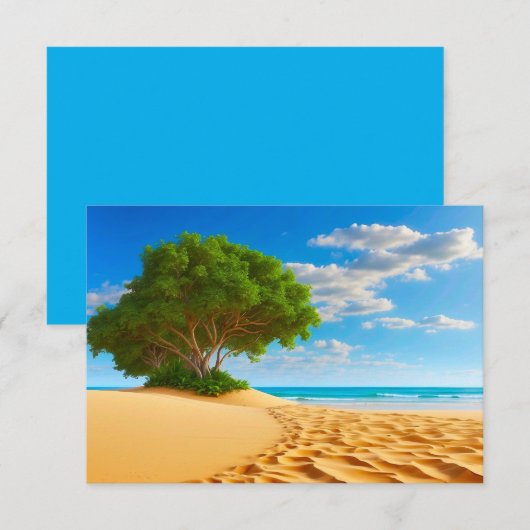 Deserted Tropical Island Sandy Beach サンキューカード (正面/裏面)