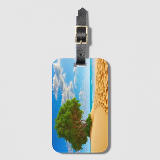 Deserted Tropical Island Sandy Beach ラゲッジタグ (正面縦)