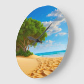 Deserted Tropical Island Sandy Beach  ラージ壁時計 (傾斜)