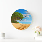 Deserted Tropical Island Sandy Beach  ラージ壁時計 (ホーム)
