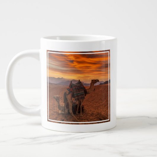Deserts | Bactrian Camel Egypt Sand Dune ジャンボコーヒーマグカップ (左)