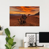 Deserts | Bactrian Camel Egypt Sand Dune ポスター (ホームオフィス)