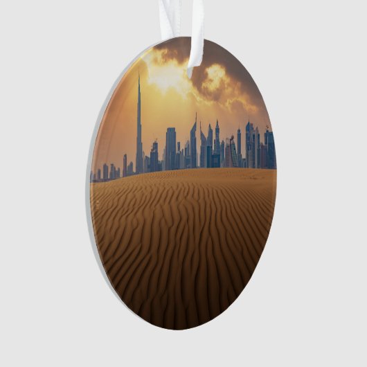 Deserts | Dubai's Skyline View from Sand Dune オーナメント (正面)
