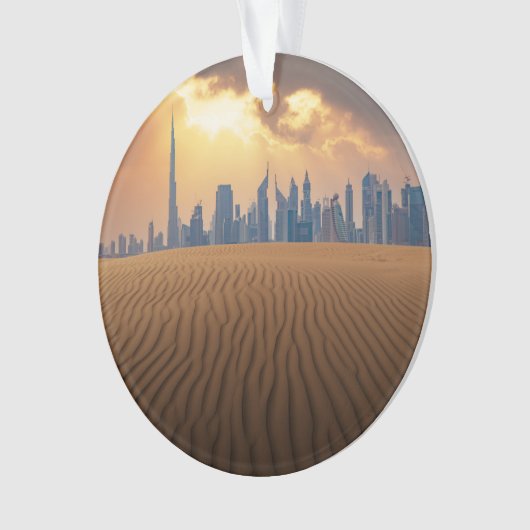Deserts | Dubai's Skyline View from Sand Dune オーナメント (正面)