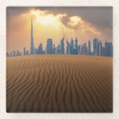 Deserts | Dubai's Skyline View from Sand Dune ガラスコースター (正面)
