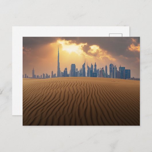 Deserts | Dubai's Skyline View from Sand Dune ポストカード (正面/裏面)