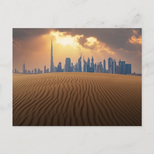 Deserts | Dubai's Skyline View from Sand Dune ポストカード (正面)