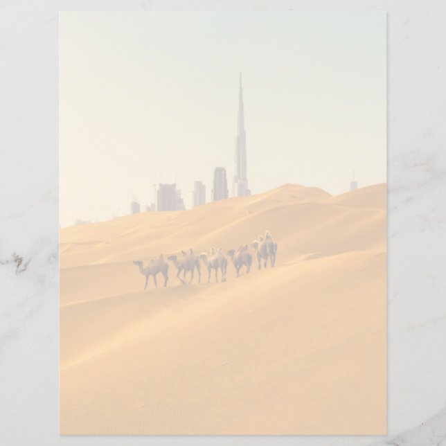 Deserts | Dubai's Skyline View with Camels (正面)