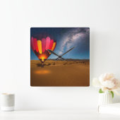 Deserts | Mesquite Dunes Death Valley スクエア壁時計 (ホーム)