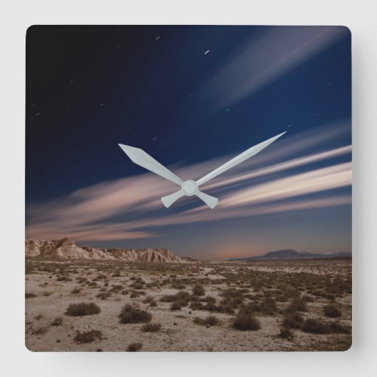 Deserts | Navarre Bardenas Desert at Night スクエア壁時計 (正面)