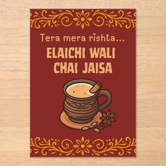 Desiインディアンパキ結婚スタンのMehndi食品サイン アクリル招待状 (正面)