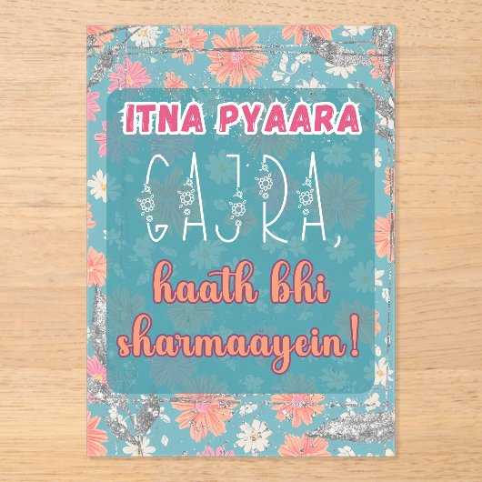 Desi Indian Pakistani Wedding Mehndi Food Sign アクリル招待状 (正面)