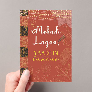 Desi Indian Pakistani Wedding Mehndi Food Sign アクリル招待状