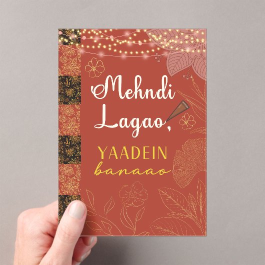 Desi Indian Pakistani Wedding Mehndi Food Sign アクリル招待状 (インサイチュ (ポータブル))