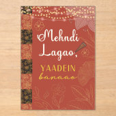 Desi Indian Pakistani Wedding Mehndi Food Sign アクリル招待状 (正面)