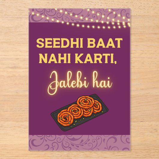 Desi Indian Pakistani Wedding Mehndi Food Sign アクリル招待状 (正面)