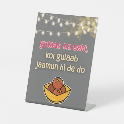 Desi Indian Pakistani Wedding Mehndi Food Sign 台座サイン (正面)