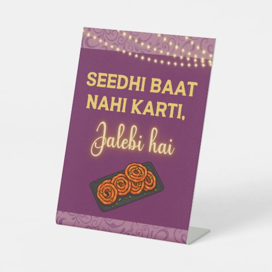 Desi Indian Pakistani Wedding Mehndi Food Sign 台座サイン (正面)