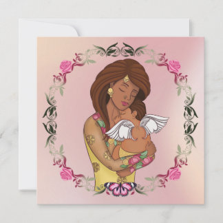 Desi mom holding her angel baby カード