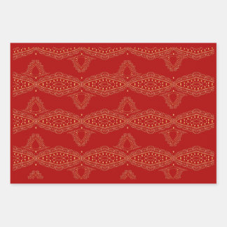 Desi Wedding Style Deep Red Design ラッピングペーパーシート