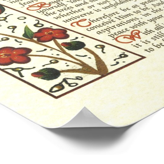 DESIDERATAポスターby Max Ehrmann= Leaf Writhic ポスター (角)