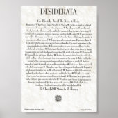 DESIDERATAポスターby Max Ehrmann MANY SIZES ポスター (正面)