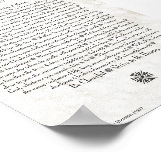 DESIDERATAポスターby Max Ehrmann MANY SIZES ポスター (角)