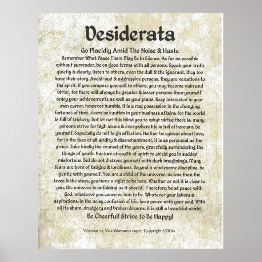 DESIDERATAポスターby Max Ehrmann MANY SIZES ポスター (正面)