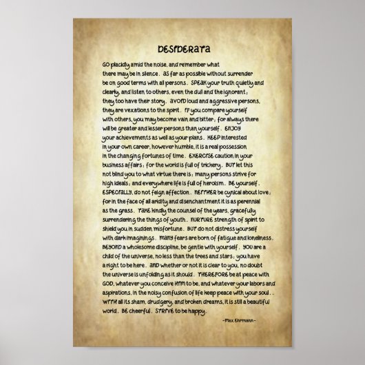 Desiderata詩8 x 12プレミアムキャンバス ポスター (正面)