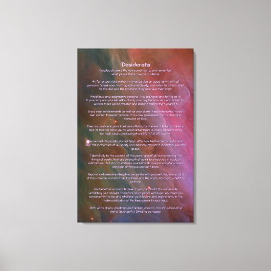 Desiderata詩 – ほこりの柱，オリオン星雲 キャンバスプリント (正面)