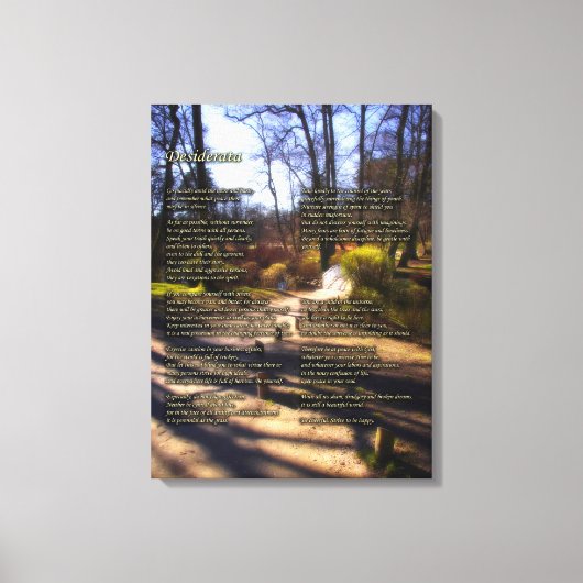 Desiderata詩 – 私は時間がある キャンバスプリント (正面)