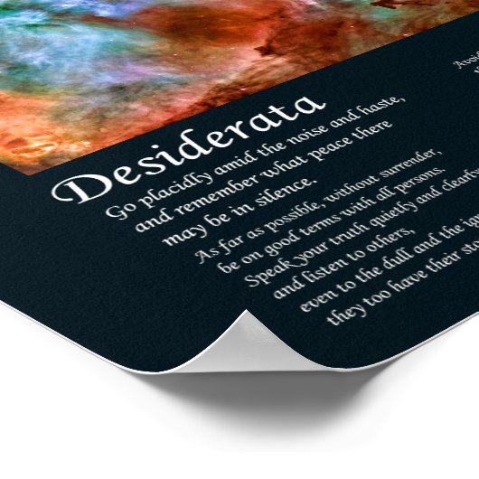 Desiderata詩 – Argo NavisのCarina Nebula ポスター (角)