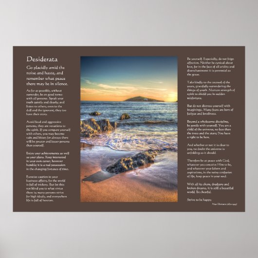 Desiderata詩 – BanthamからBurgh Island ポスター (正面)