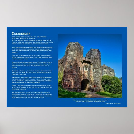 Desiderata詩 – English Castle Entry ポスター (正面)