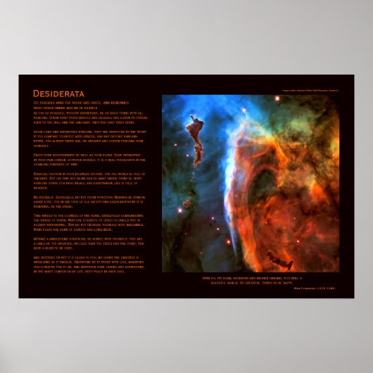 Desiderata詩 – Keyhole Nebula Digitus Impudicus ポスター (正面)