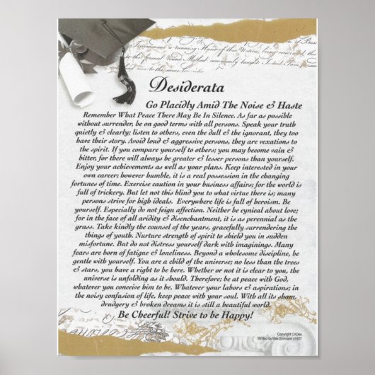 DESIDERATA詩=Max Ehrmann=卒業スクロール ポスター (正面)