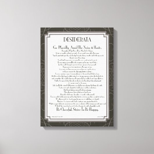 DESIDERATA詩by Max Ehrmann キャンバスプリント (正面)