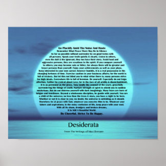 Desiderata詩by Max Ehrmann Blue Moon Sunset ポスター