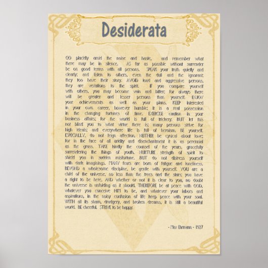 Desiderata詩by Max Ehrmann Poster ポスター (正面)