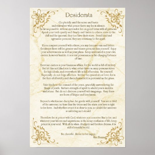 Desiderata詩by Max Ehrmann Poster ポスター (正面)
