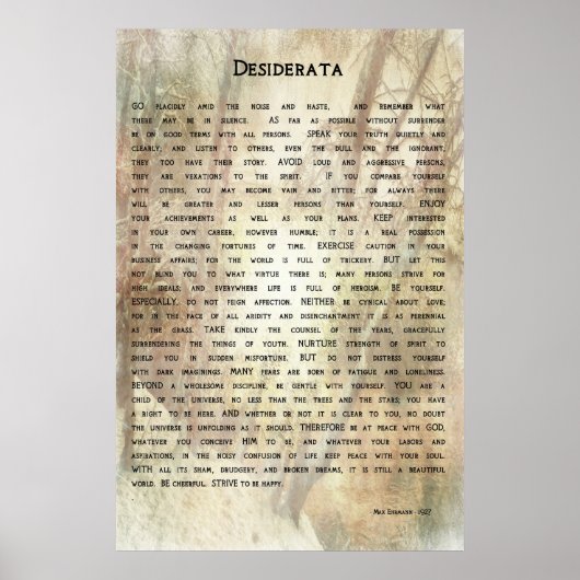 Desiderata詩by Max Ehrmann Poster ポスター (正面)