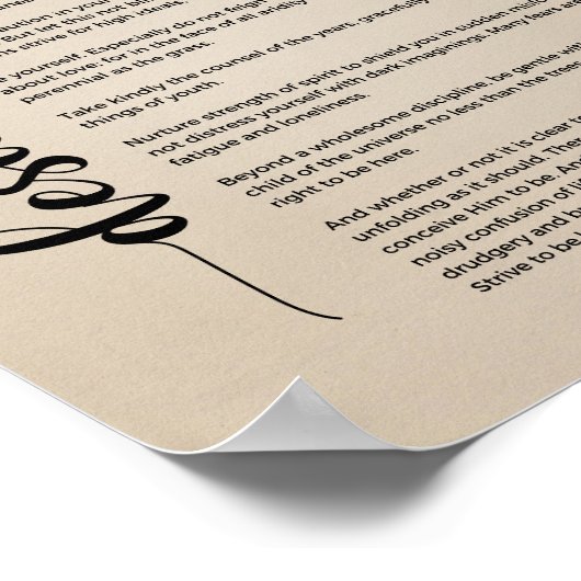 Desiderata詩by Max Ehrmann Vintage Poster ポスター (角)