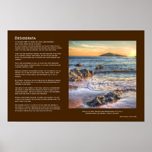 Desiderata – バンタムからBurgh Island at Sundown ポスター (正面)