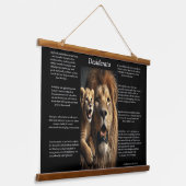 Desiderata：ライオンの静かな時計 吊り下げ型タペストリー (傾斜あり)