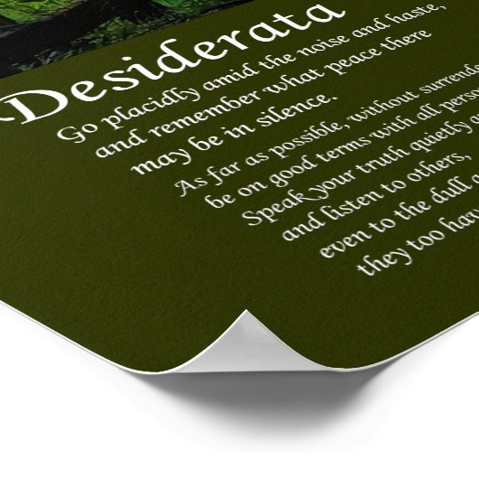 Desiderata – 公園を散歩 ポスター (角)
